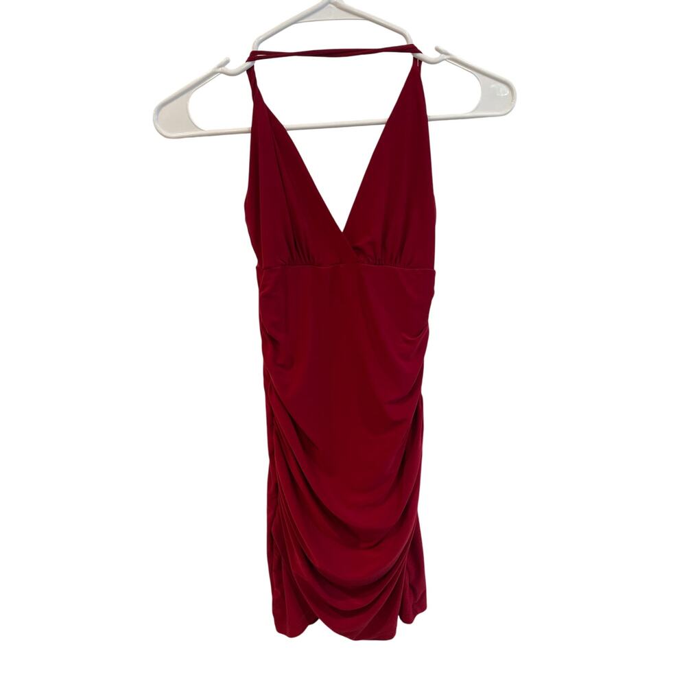 Red tight scrunched mini dress